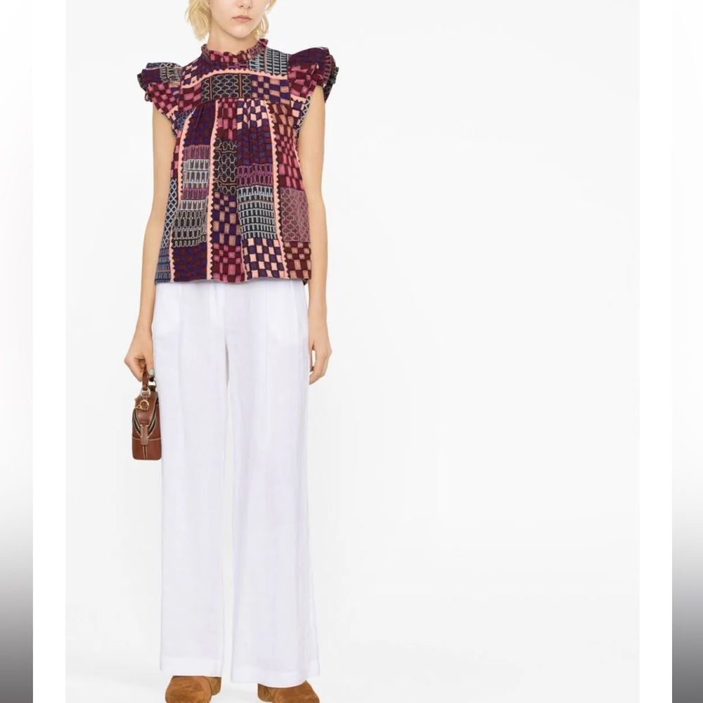 Euc Ulla Johnson Nanna Patchwork Pattern Top - image 4